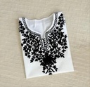 STYLISH TOP CHIKAN-KARAHI WHITE BASE AND BLACK EMBROIDERY