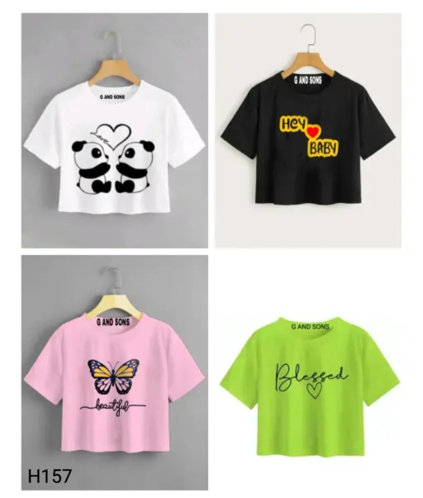 NEW PRINTED DEGENER WOMEN CROP TOP 4 PICE COMBO