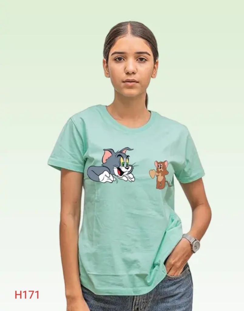 Tom and Jerry Printed T-Shirt Top All-Season Women’s Classic Regular Fit
