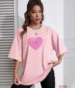 Being Wanted Oversized Printed Womens Half Sleeve Round Neck Pink Cotton Tshirt