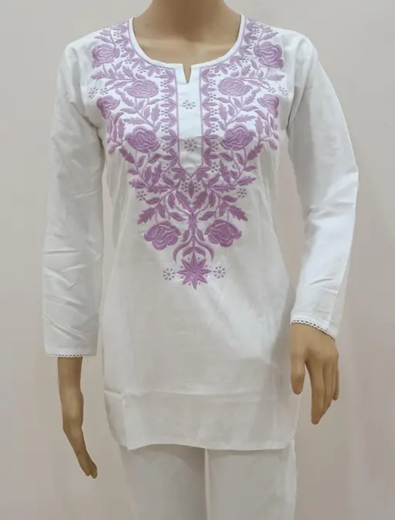 Rayon short kurti embroiderede