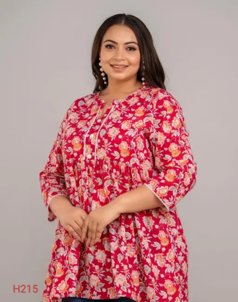 Fashion Zest Plus Size Rayon Red Colour Short kurti