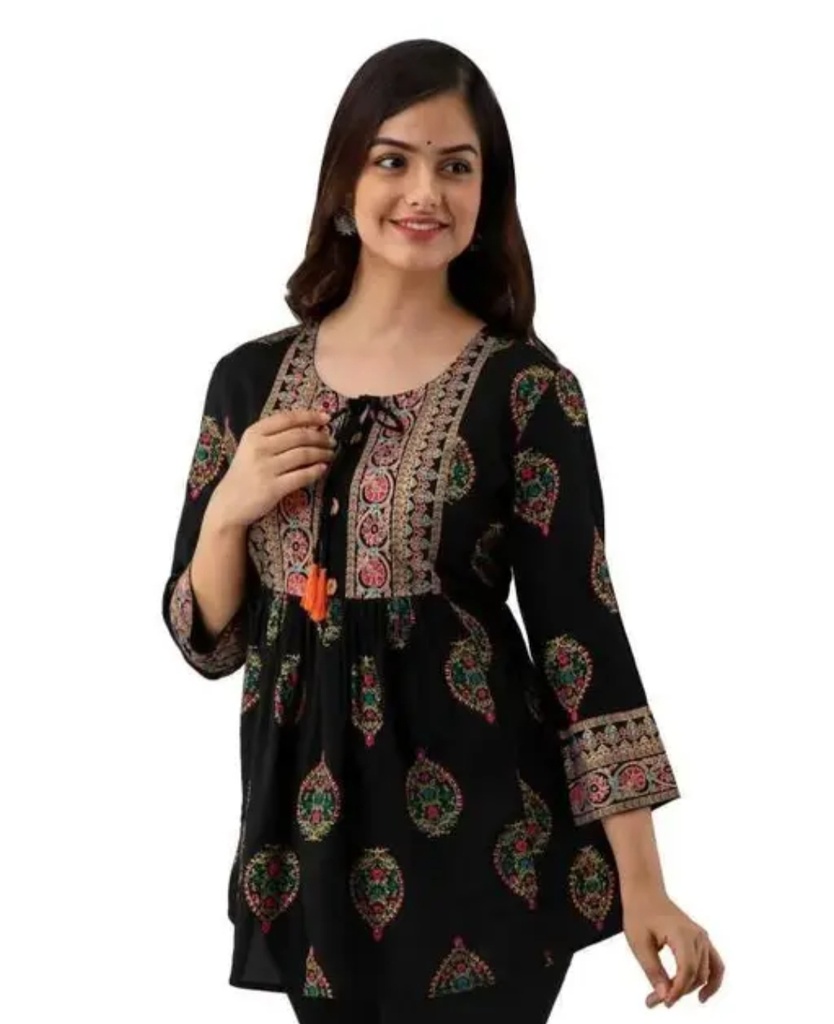 Women Rayon Printed Yellow Top