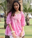 Beautiful pink short empire flared kurti for women