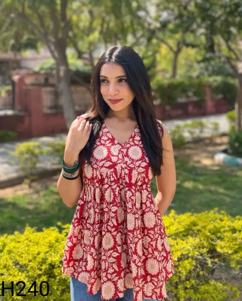 Red sunflower peplum top