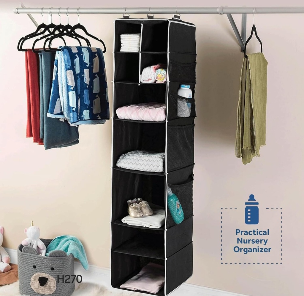 9 Shelf Hanging Closet Organizer with 5 Drawer Organizers