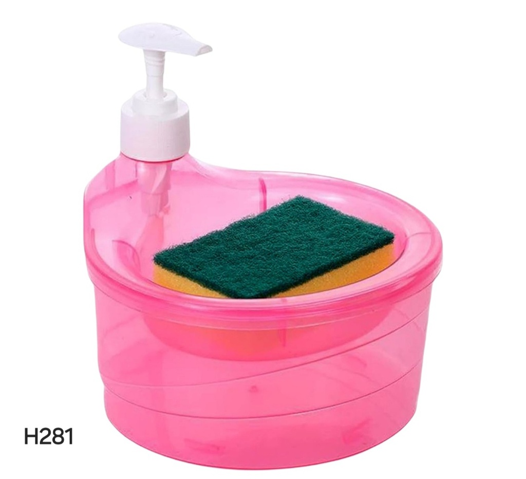 2-in-1 Double Layer Liquid Soap Dispenser with Pump & Sponge – Practical Kitchen & Hotel Sink Soap Pump Bottle (Rectangle)