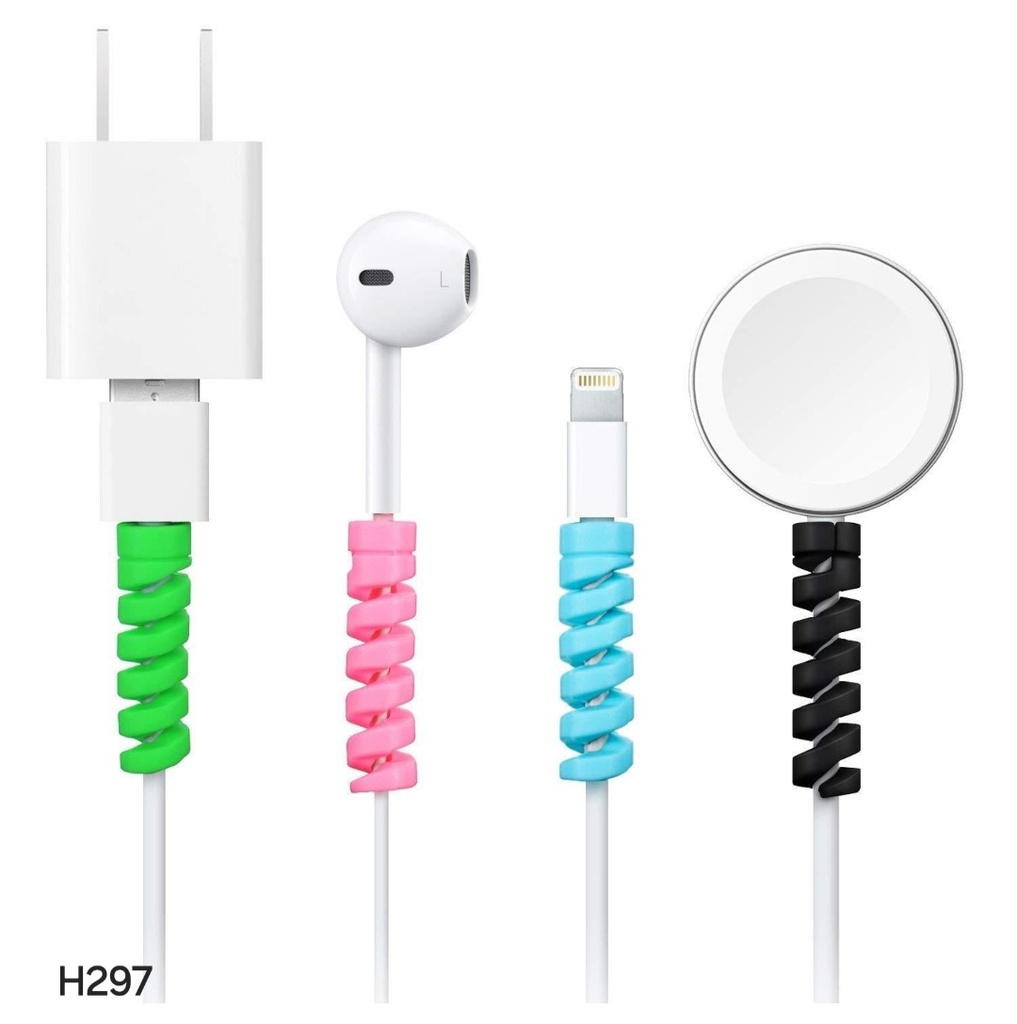 Spiral Charger Spring Cable Protector Data Cable Saver (Pack of 4)