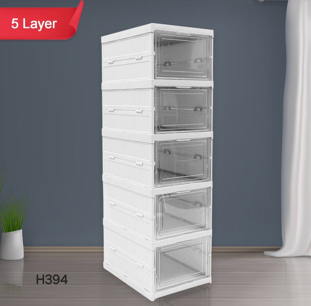 5-Layer Stackable Utility Cart – Foldable Storage Organizer for Clothes & Home (1 Pc)