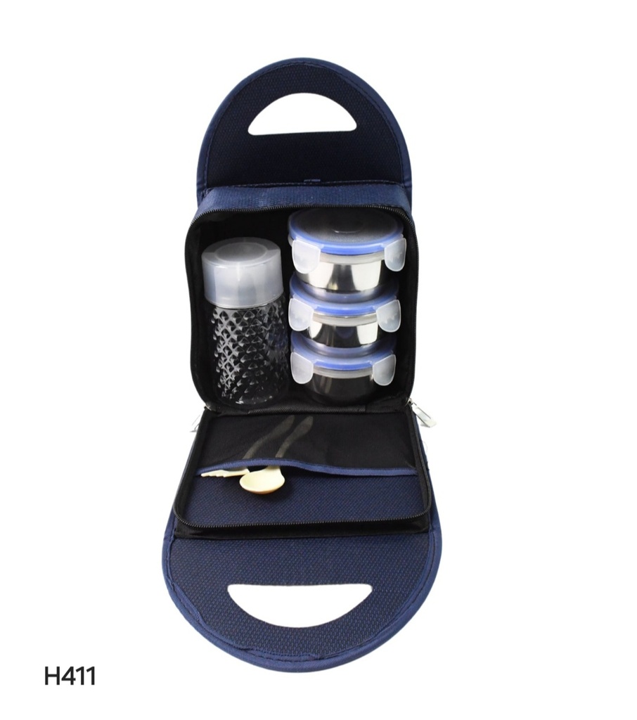 Compact Stainless Steel Airtight Lunch Box Set - 4 pcs (3 Leakproof Containers and 1 Bottle)