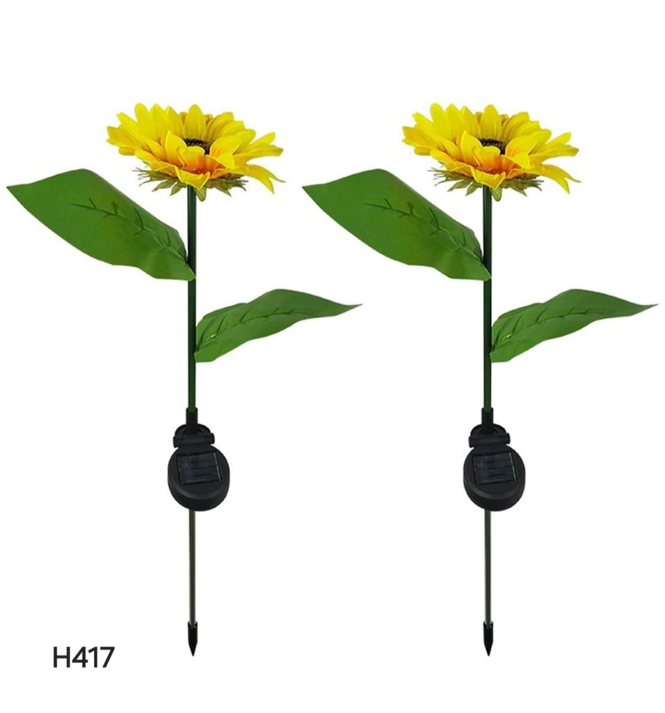 2 Pc Outdoor Solar Sunflower Lights Intelligent Light Control Waterproof Garden Landscape Stake Light