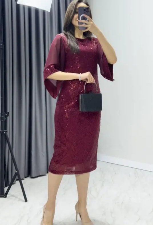 Trendy Embroidered Supernet Partywear Ciku Color Dresses for Women - Reguler Sleeve onepic
