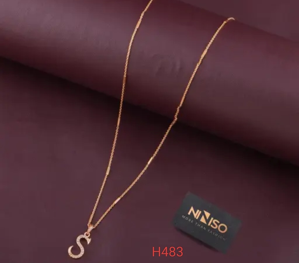 Niniso S Letter Trendy Alphabet Pendal In Rose Gold Fancy Chain For Girls's & Women's In 18 Inch