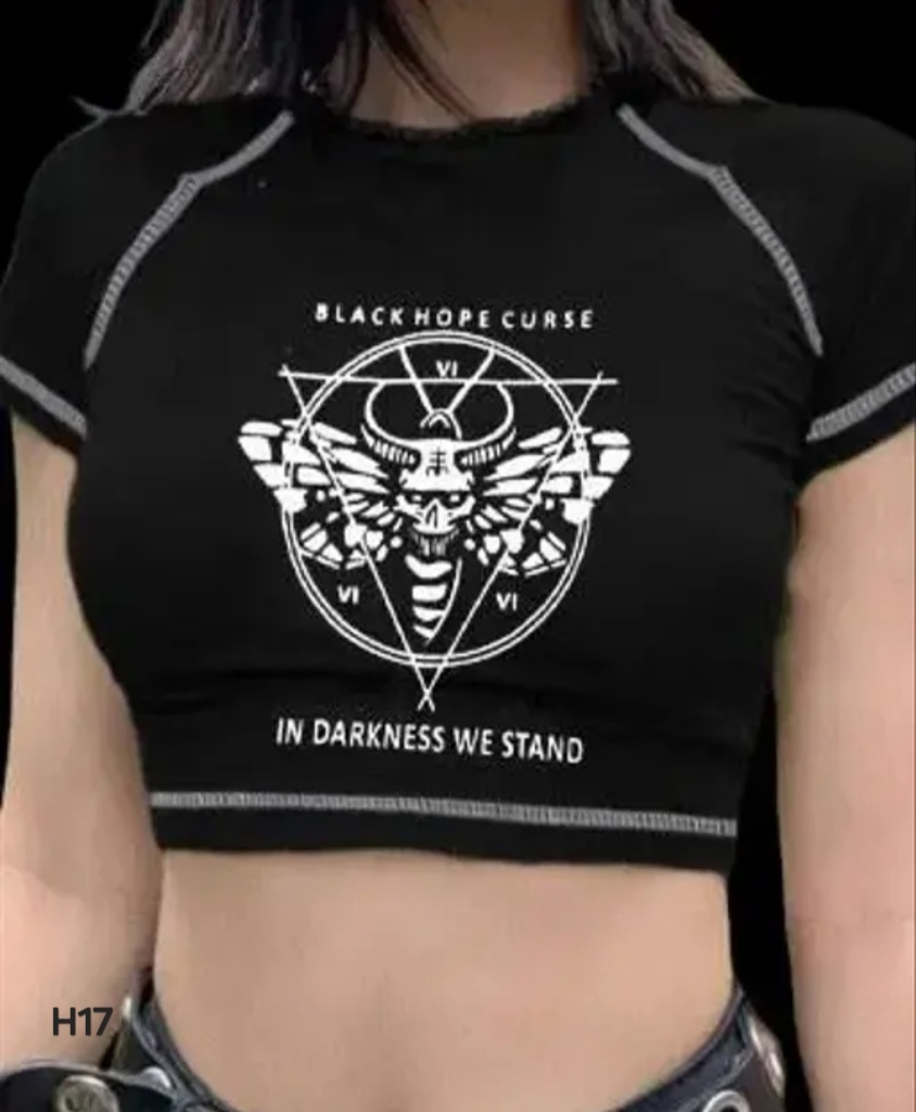 Ribbed Crop Top Half Sleeve Printed Women Top