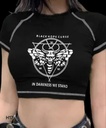 Ribbed Crop Top Half Sleeve Printed Women Top