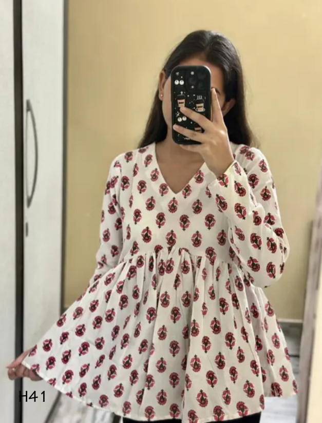 Women Top| Short Kurta for Women|Trendy Floral Short Kurta|Festival Wear Short Kurta