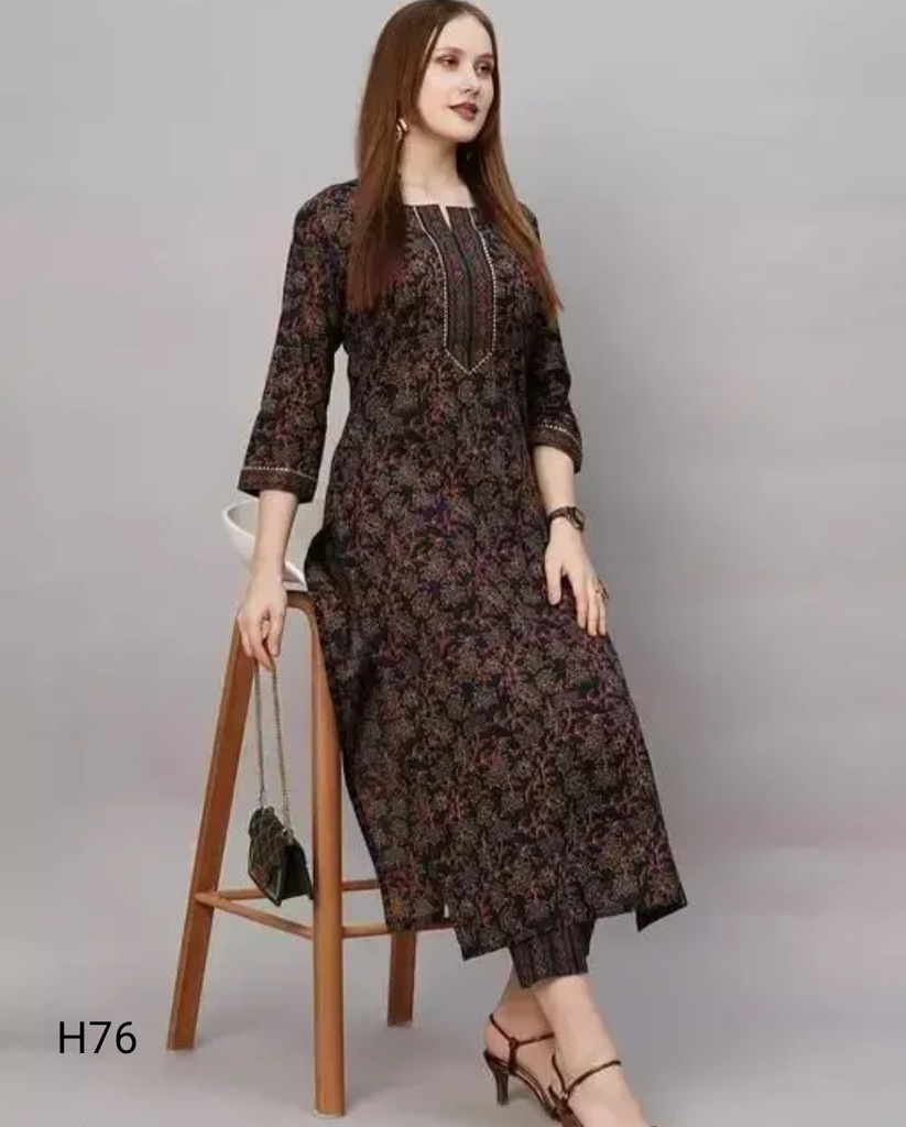 Cotton Kurtis Women's Printed Pattern Cotton Kurti with Pant kurta set ( Offer 399)