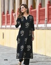 A.B.Creation Women's Gold Printed Rayon Black Kurta