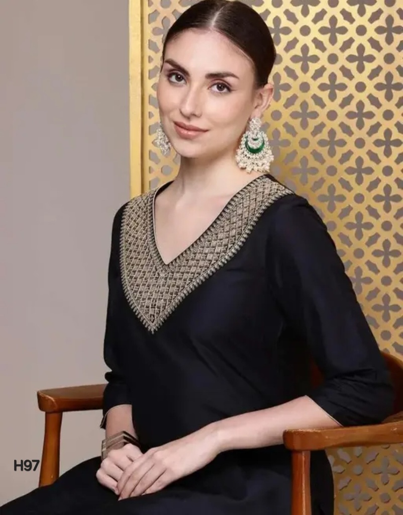 WOMEN EMBROIDERY YOKE DESIGN STRAIGHT KURTA WITH PALAZZO