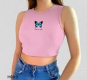 FASHION AND YOUTH Stylish Become The Change Design Printed Round Neck Women Rib Top