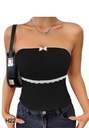 Solid Women Lace Detailed Bow Front Tube Top