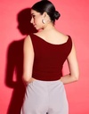 Istyle Can Womens's Printed Stretchable Draped Crop Top Maroon