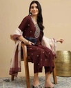 FANCY REYON SLUB KURTA SET WITH DUPATTA