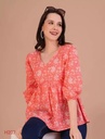 womens printed balloon sleeve top