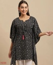 Womens Black Crepe Printed Kaftan Tops