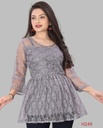 Russell Red Net-Design Tunic Top