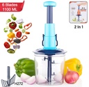 6 Blades Manual Hand-Press Vegetable Chopper (1100 ML)