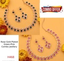 COMBO Rose Gold Plated Necklace set with Green and Pink Colour with 2 Maching Earring ,jewellery set,indian