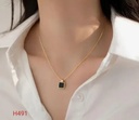 Oscar Enterprises Gold Plated Square Black Geometric Necklace For Mens And Girls -03